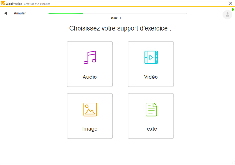 LaboPractice Home: creating an exercise for language teaching.